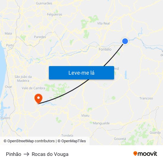 Pinhão to Rocas do Vouga map