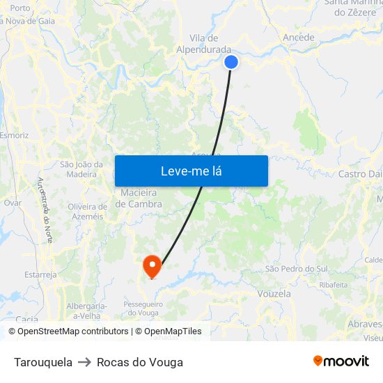 Tarouquela to Rocas do Vouga map