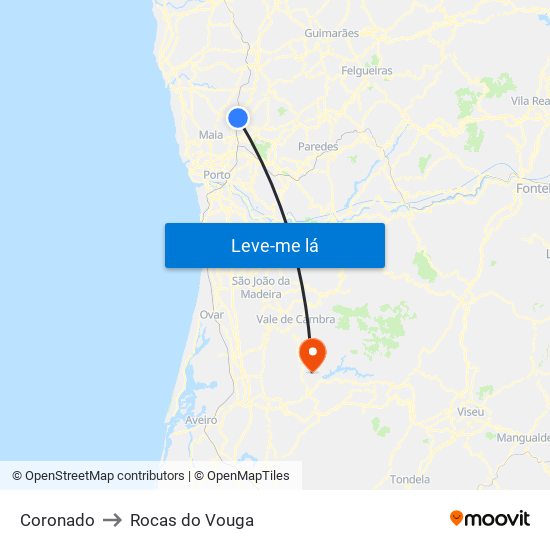 Coronado to Rocas do Vouga map
