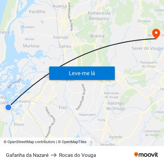 Gafanha da Nazaré to Rocas do Vouga map