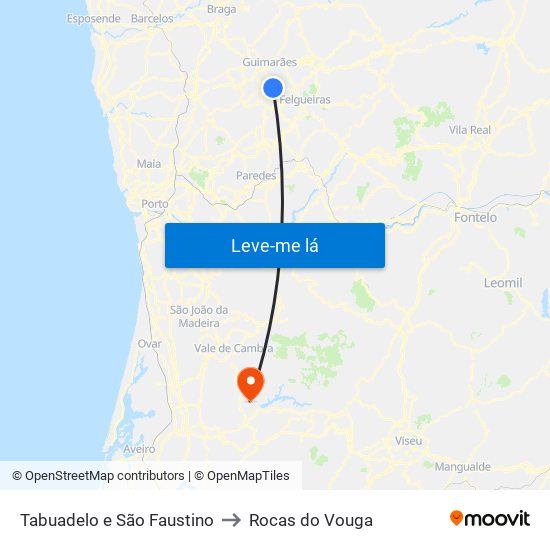 Tabuadelo e São Faustino to Rocas do Vouga map