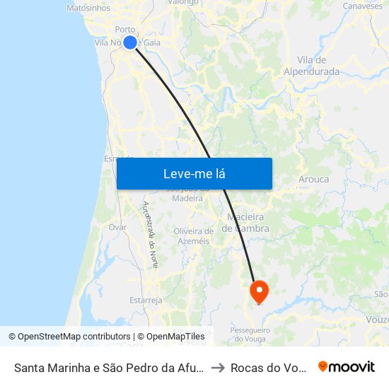 Santa Marinha e São Pedro da Afurada to Rocas do Vouga map