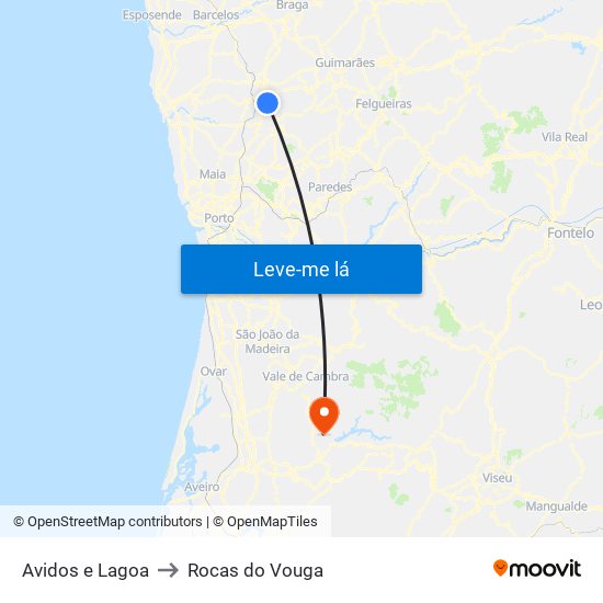 Avidos e Lagoa to Rocas do Vouga map