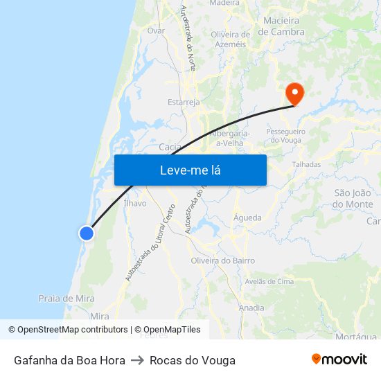 Gafanha da Boa Hora to Rocas do Vouga map