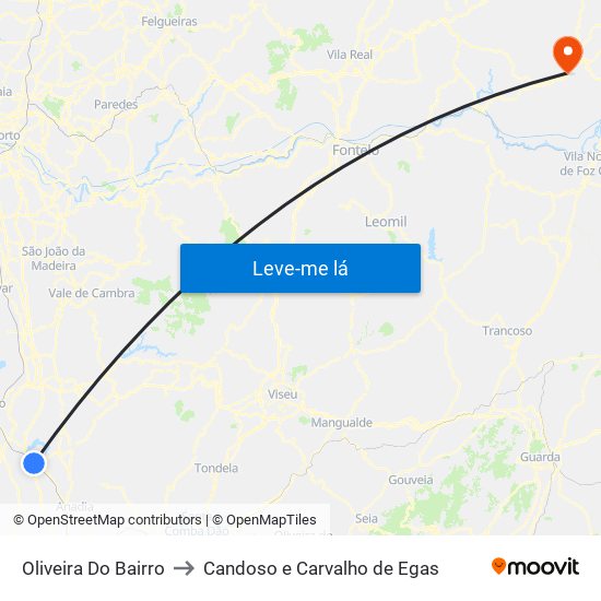Oliveira Do Bairro to Candoso e Carvalho de Egas map