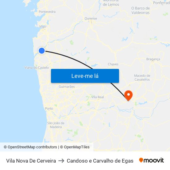 Vila Nova De Cerveira to Candoso e Carvalho de Egas map
