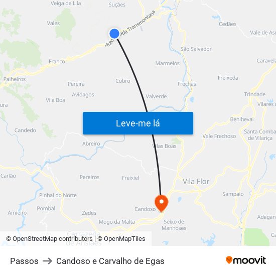 Passos to Candoso e Carvalho de Egas map
