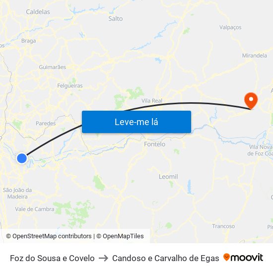 Foz do Sousa e Covelo to Candoso e Carvalho de Egas map