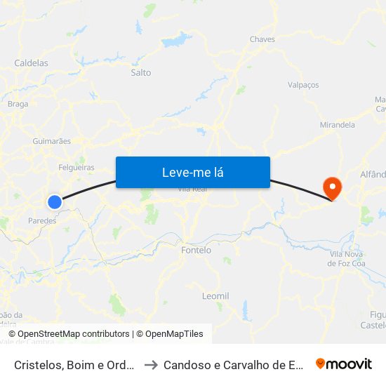 Cristelos, Boim e Ordem to Candoso e Carvalho de Egas map