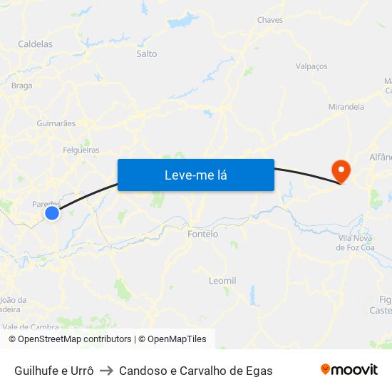 Guilhufe e Urrô to Candoso e Carvalho de Egas map