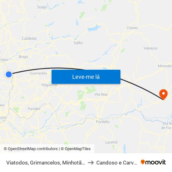 Viatodos, Grimancelos, Minhotães e Monte de Fralães to Candoso e Carvalho de Egas map