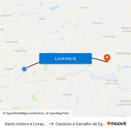 Santo Isidoro e Livração to Candoso e Carvalho de Egas map