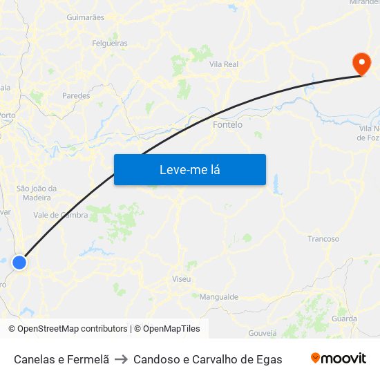 Canelas e Fermelã to Candoso e Carvalho de Egas map