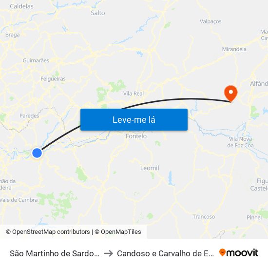 São Martinho de Sardoura to Candoso e Carvalho de Egas map