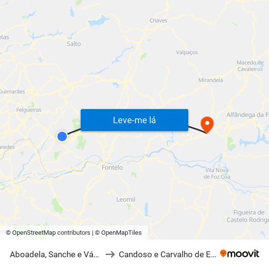 Aboadela, Sanche e Várzea to Candoso e Carvalho de Egas map
