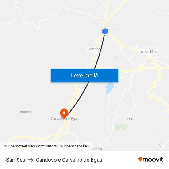 Samões to Candoso e Carvalho de Egas map