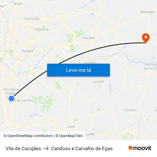 Vila de Cucujães to Candoso e Carvalho de Egas map