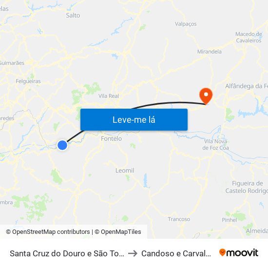 Santa Cruz do Douro e São Tomé de Covelas to Candoso e Carvalho de Egas map