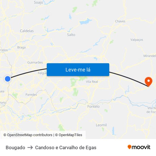 Bougado to Candoso e Carvalho de Egas map