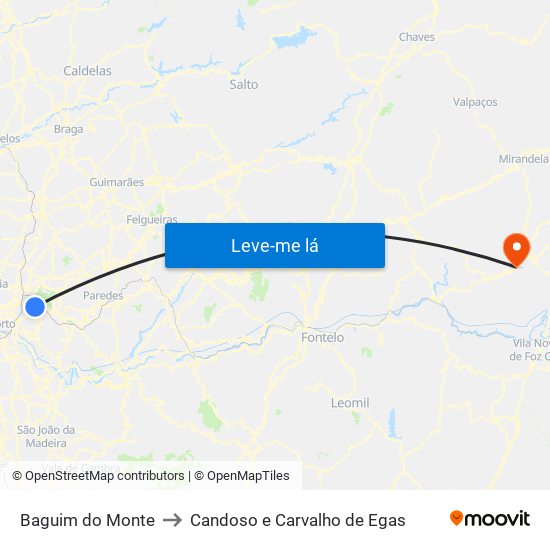 Baguim do Monte to Candoso e Carvalho de Egas map