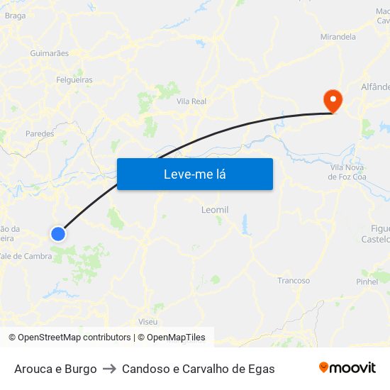 Arouca e Burgo to Candoso e Carvalho de Egas map