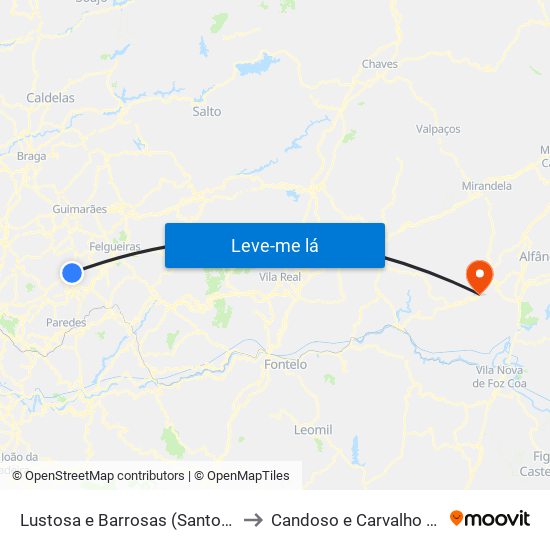 Lustosa e Barrosas (Santo Estêvão) to Candoso e Carvalho de Egas map