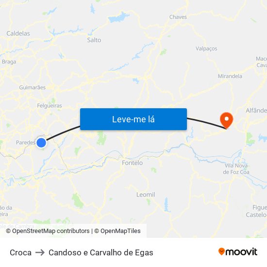 Croca to Candoso e Carvalho de Egas map