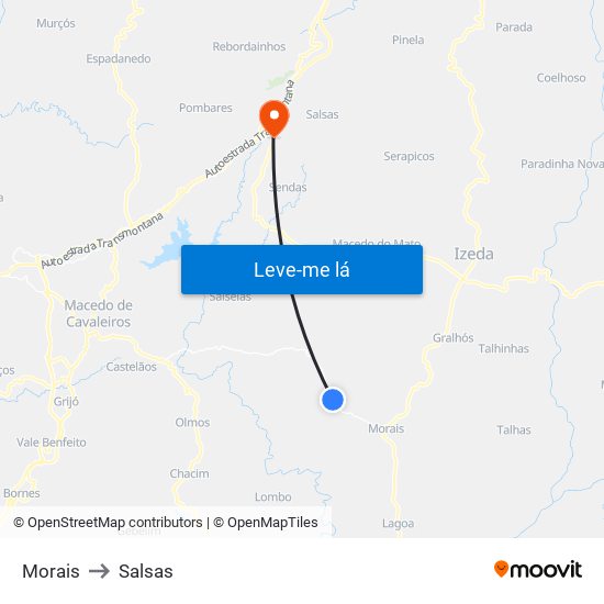 Morais to Salsas map