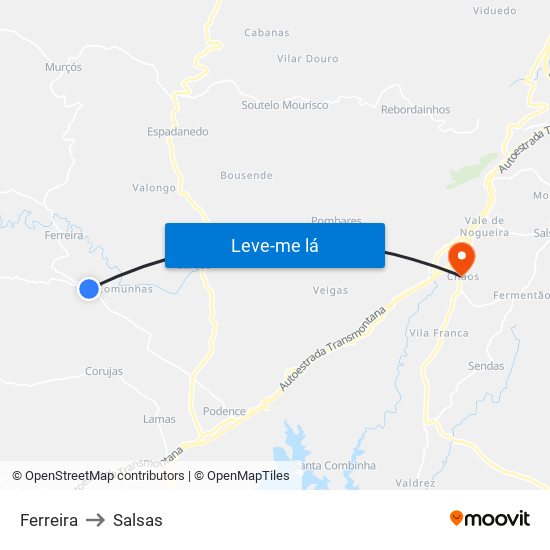 Ferreira to Salsas map