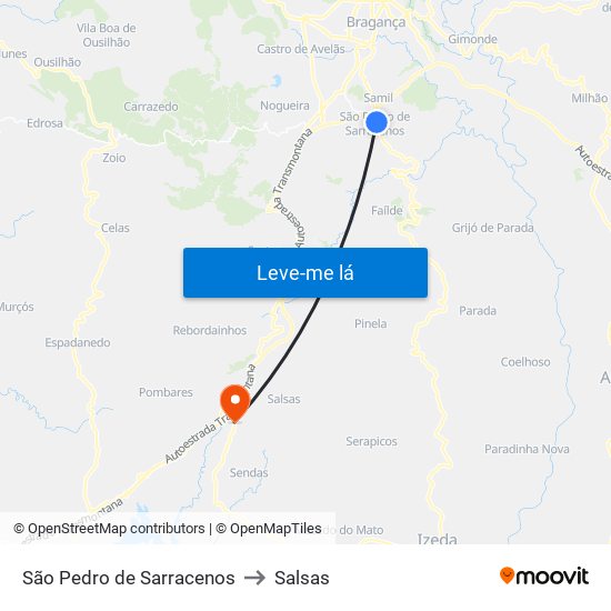 São Pedro de Sarracenos to Salsas map