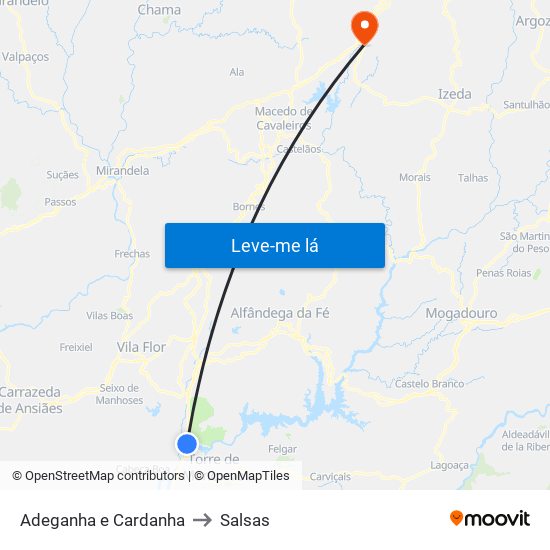 Adeganha e Cardanha to Salsas map