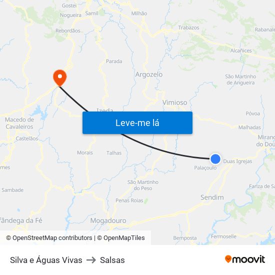 Silva e Águas Vivas to Salsas map