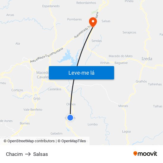 Chacim to Salsas map