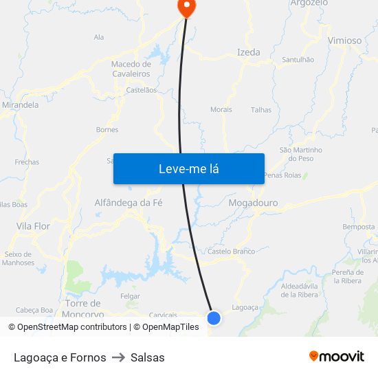 Lagoaça e Fornos to Salsas map