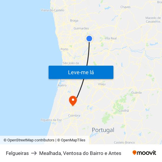 Felgueiras to Mealhada, Ventosa do Bairro e Antes map