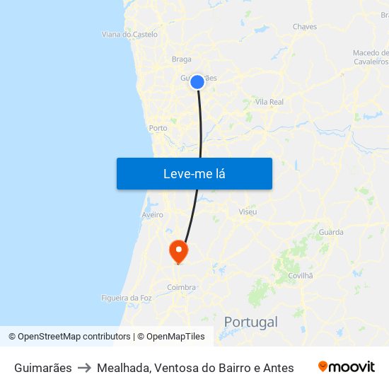 Guimarães to Mealhada, Ventosa do Bairro e Antes map