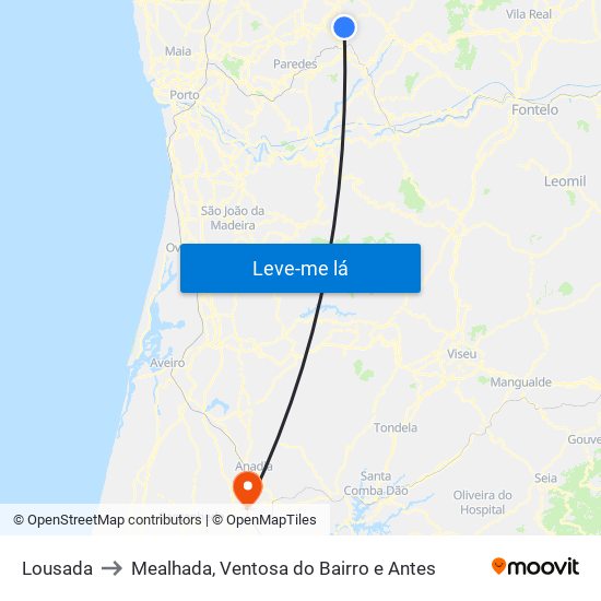 Lousada to Mealhada, Ventosa do Bairro e Antes map