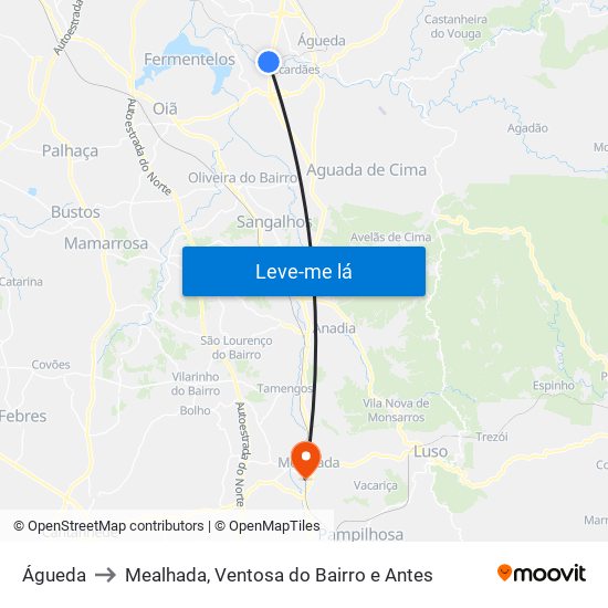 Águeda to Mealhada, Ventosa do Bairro e Antes map