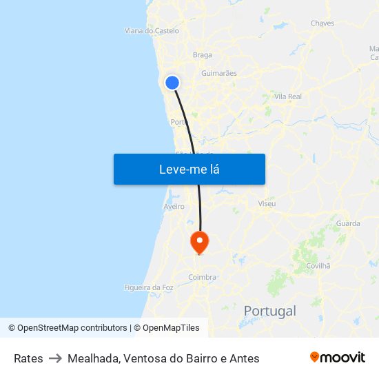 Rates to Mealhada, Ventosa do Bairro e Antes map