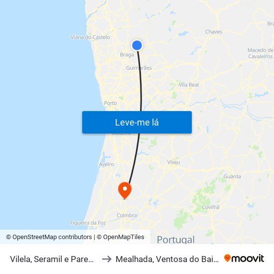 Vilela, Seramil e Paredes Secas to Mealhada, Ventosa do Bairro e Antes map