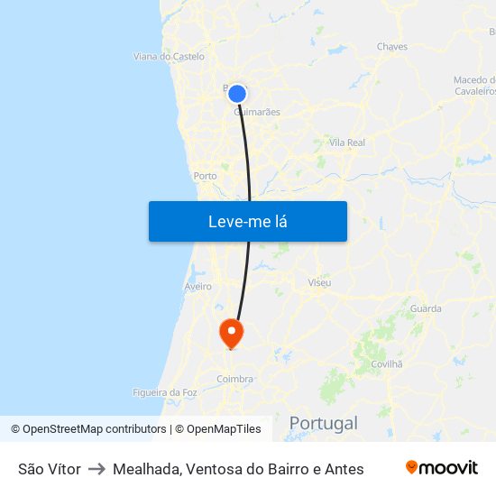 São Vítor to Mealhada, Ventosa do Bairro e Antes map