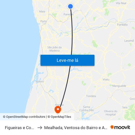 Figueiras e Covas to Mealhada, Ventosa do Bairro e Antes map