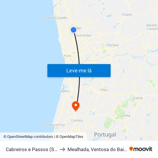 Cabreiros e Passos (São Julião) to Mealhada, Ventosa do Bairro e Antes map