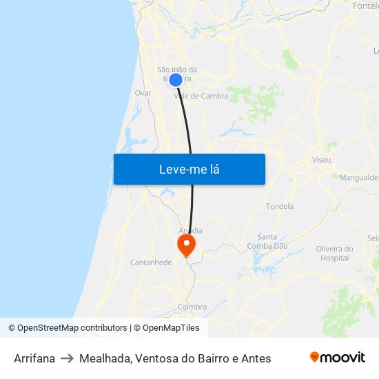 Arrifana to Mealhada, Ventosa do Bairro e Antes map