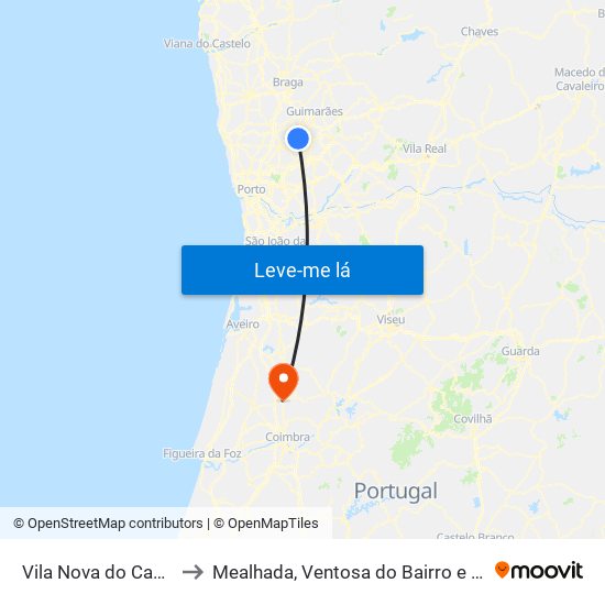 Vila Nova do Campo to Mealhada, Ventosa do Bairro e Antes map