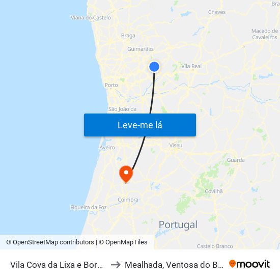 Vila Cova da Lixa e Borba de Godim to Mealhada, Ventosa do Bairro e Antes map