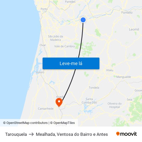 Tarouquela to Mealhada, Ventosa do Bairro e Antes map