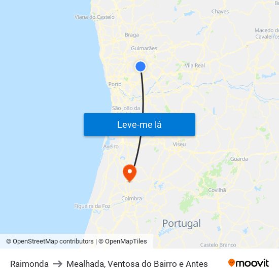 Raimonda to Mealhada, Ventosa do Bairro e Antes map