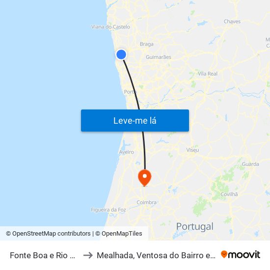 Fonte Boa e Rio Tinto to Mealhada, Ventosa do Bairro e Antes map