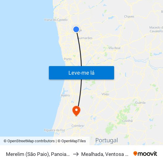 Merelim (São Paio), Panoias e Parada de Tibães to Mealhada, Ventosa do Bairro e Antes map